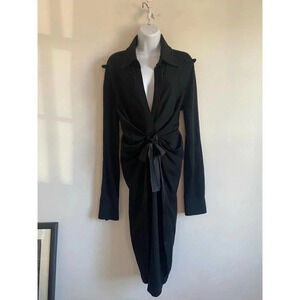 90's Vintage Salvatore Ferragamo Black Wool and Silk Dress SIZE US 12